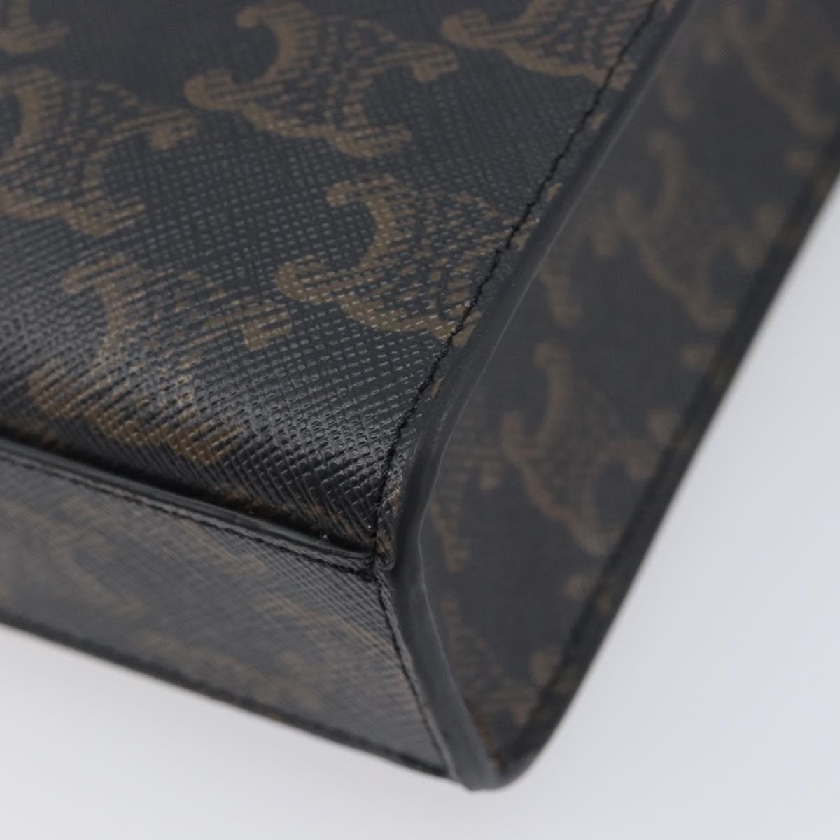 CELINE Macadam Canvas Vertical Caba XS Bag PVC Leather 2way Black Auth 206978M
