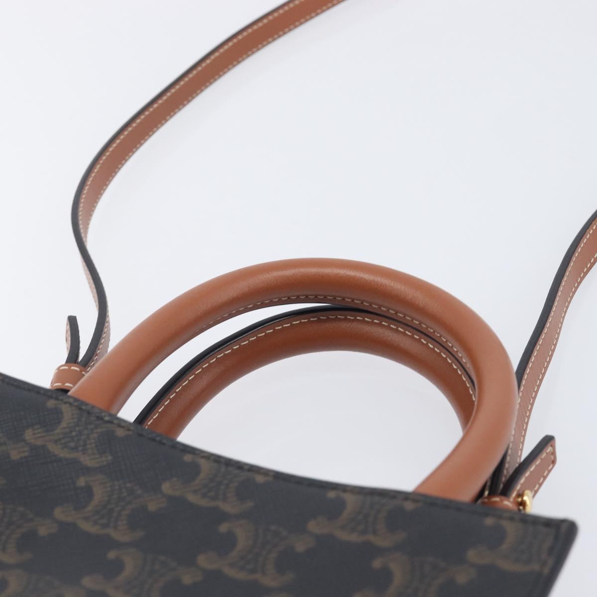 CELINE Macadam Canvas Vertical Caba XS Bag PVC Leather 2way Black Auth 206978M