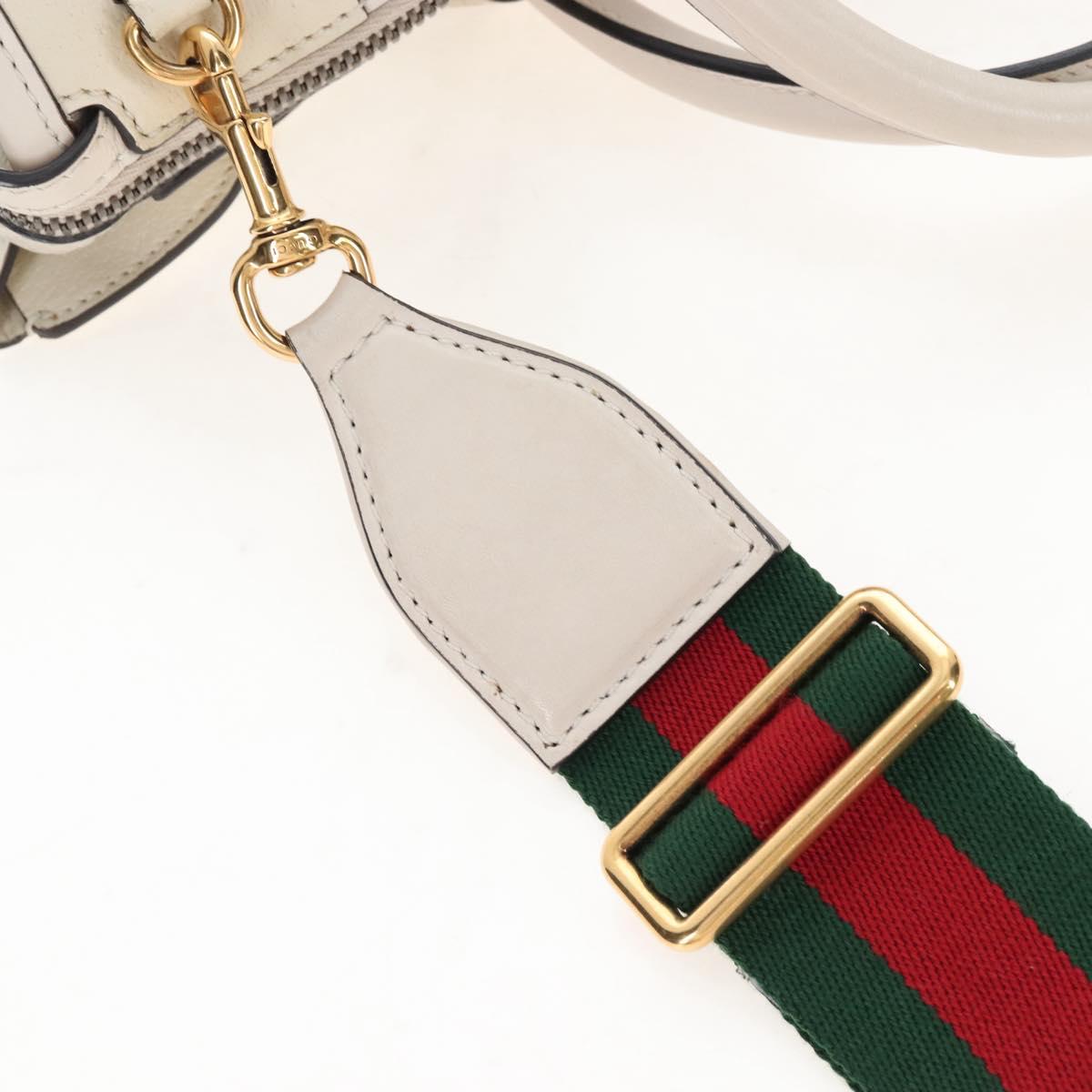GUCCI Ophdia GG Sherry Line Hand Bag Leather 2way White Gold 715666 Auth 207006V