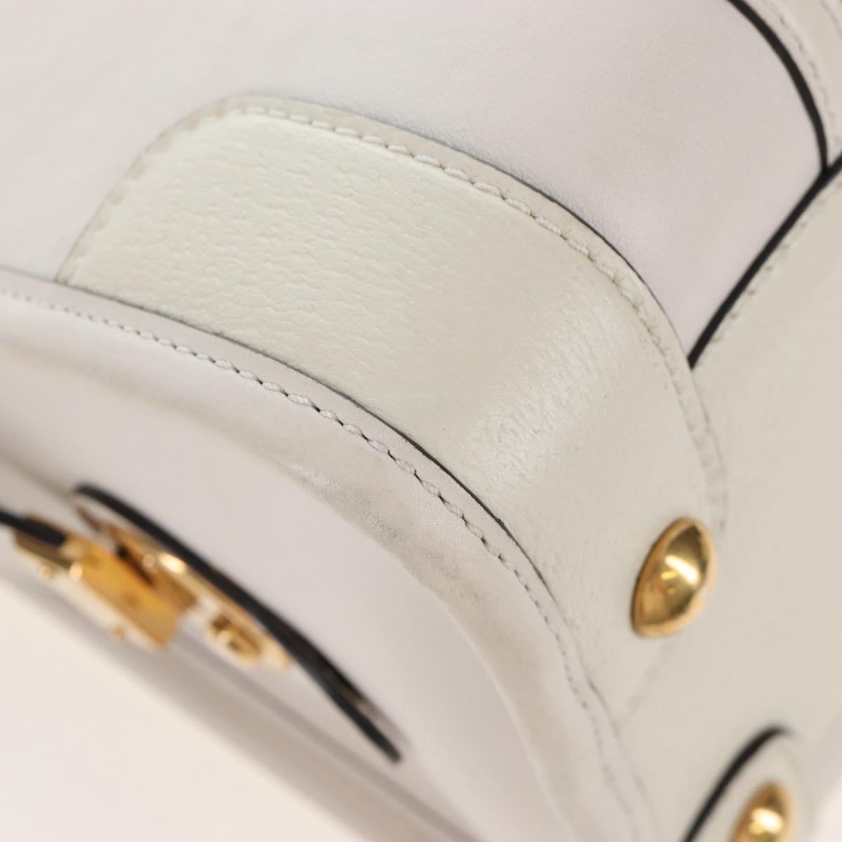 GUCCI Ophdia GG Sherry Line Hand Bag Leather 2way White Gold 715666 Auth 207006V