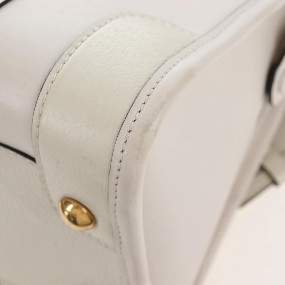 GUCCI Ophdia GG Sherry Line Hand Bag Leather 2way White Gold 715666 Auth 207006V
