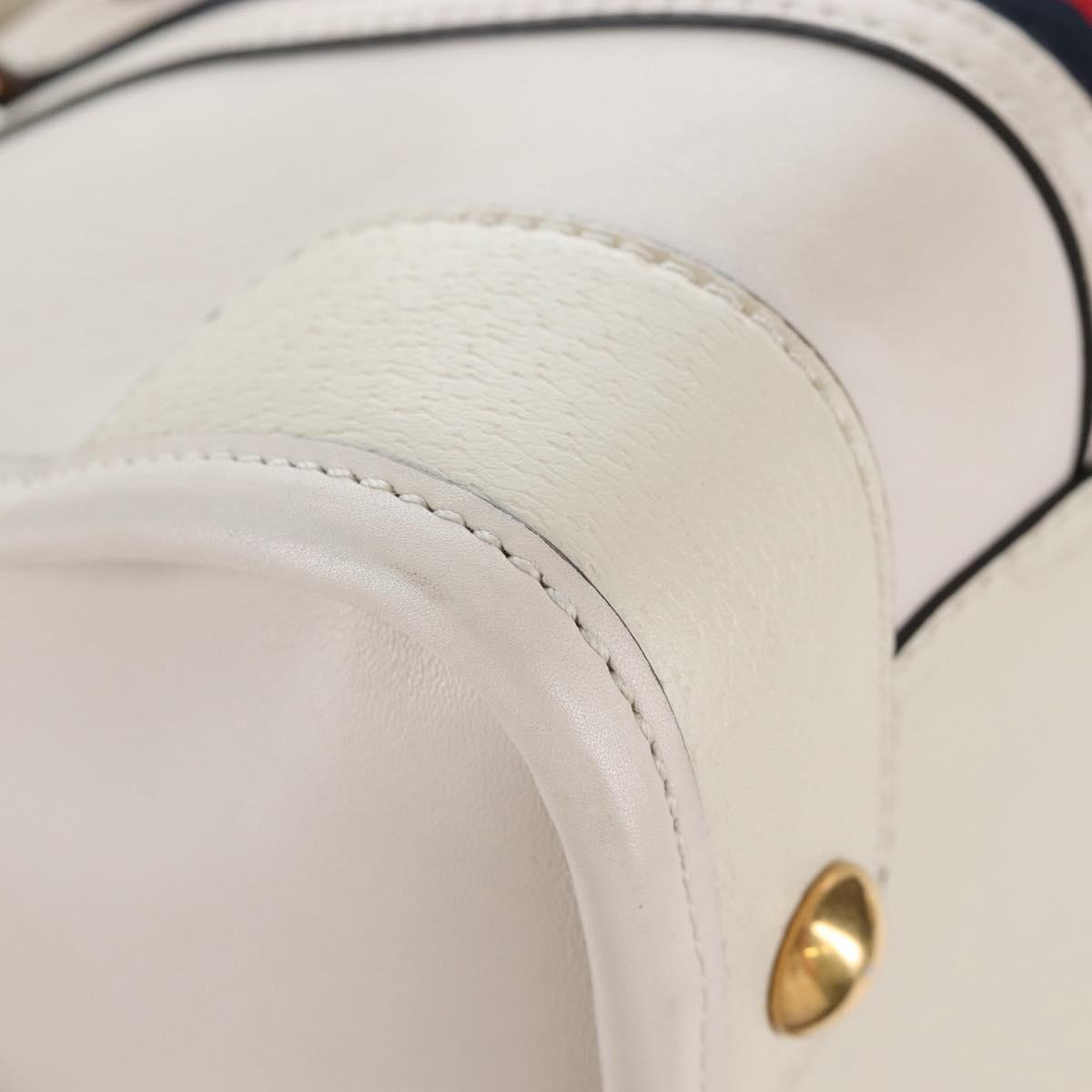GUCCI Ophdia GG Sherry Line Hand Bag Leather 2way White Gold 715666 Auth 207006V