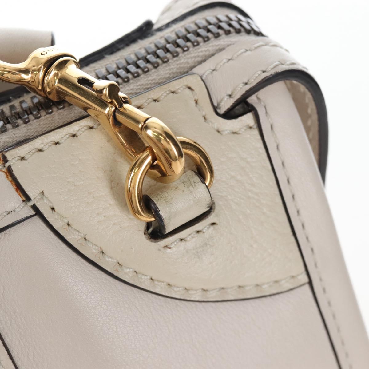 GUCCI Ophdia GG Sherry Line Hand Bag Leather 2way White Gold 715666 Auth 207006V