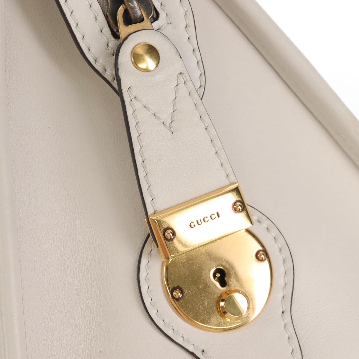 GUCCI Ophdia GG Sherry Line Hand Bag Leather 2way White Gold 715666 Auth 207006V