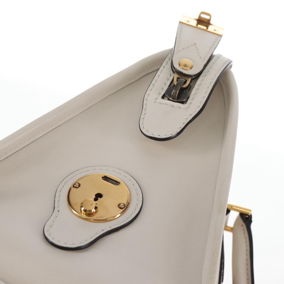 GUCCI Ophdia GG Sherry Line Hand Bag Leather 2way White Gold 715666 Auth 207006V
