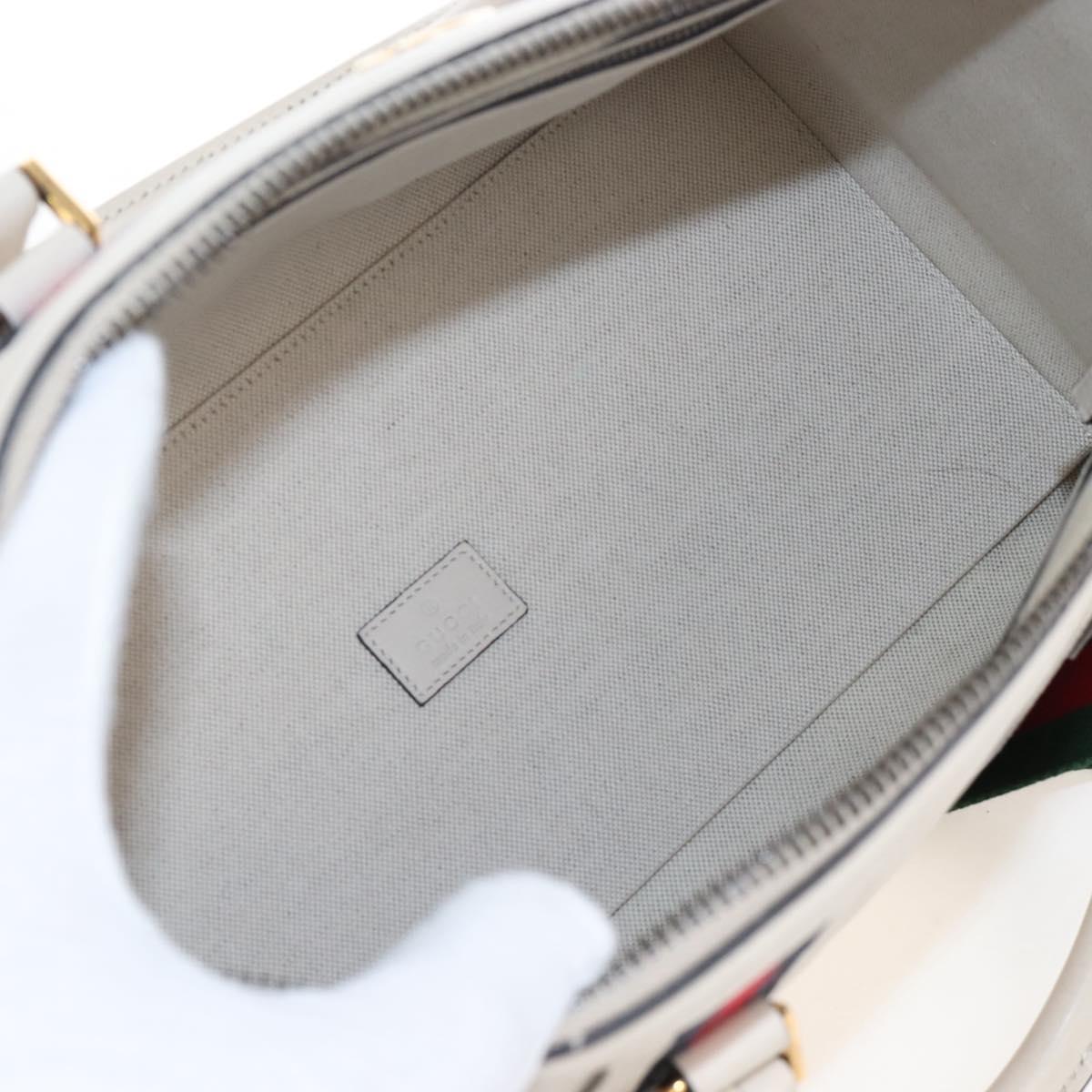GUCCI Ophdia GG Sherry Line Hand Bag Leather 2way White Gold 715666 Auth 207006V