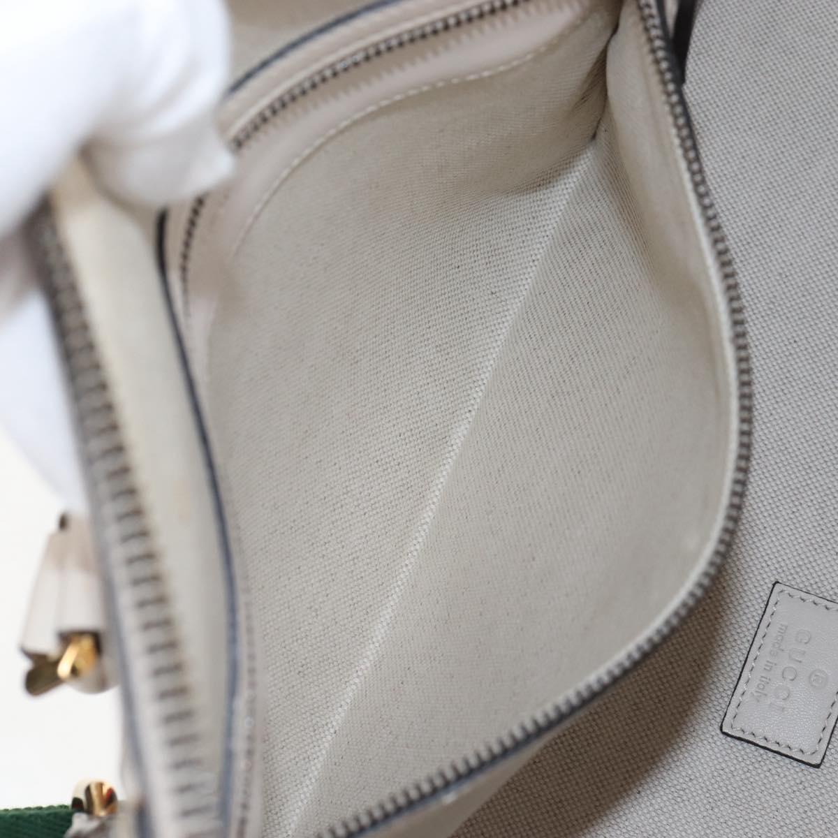 GUCCI Ophdia GG Sherry Line Hand Bag Leather 2way White Gold 715666 Auth 207006V