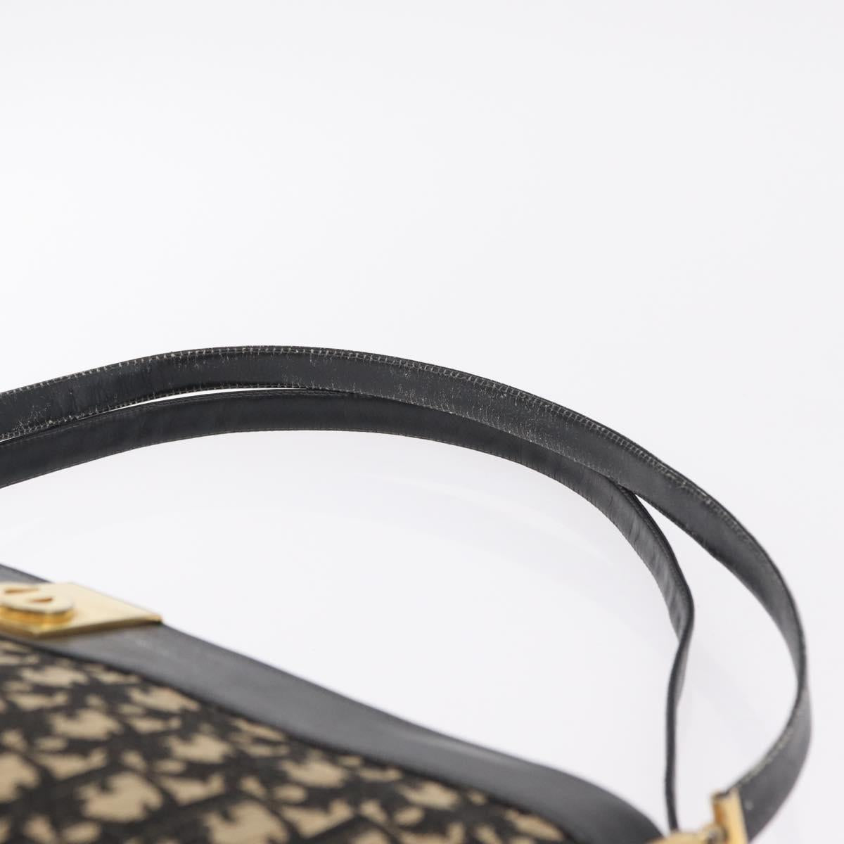 Christian Dior Trotter Canvas Shoulder Bag Navy Gold Auth 207020