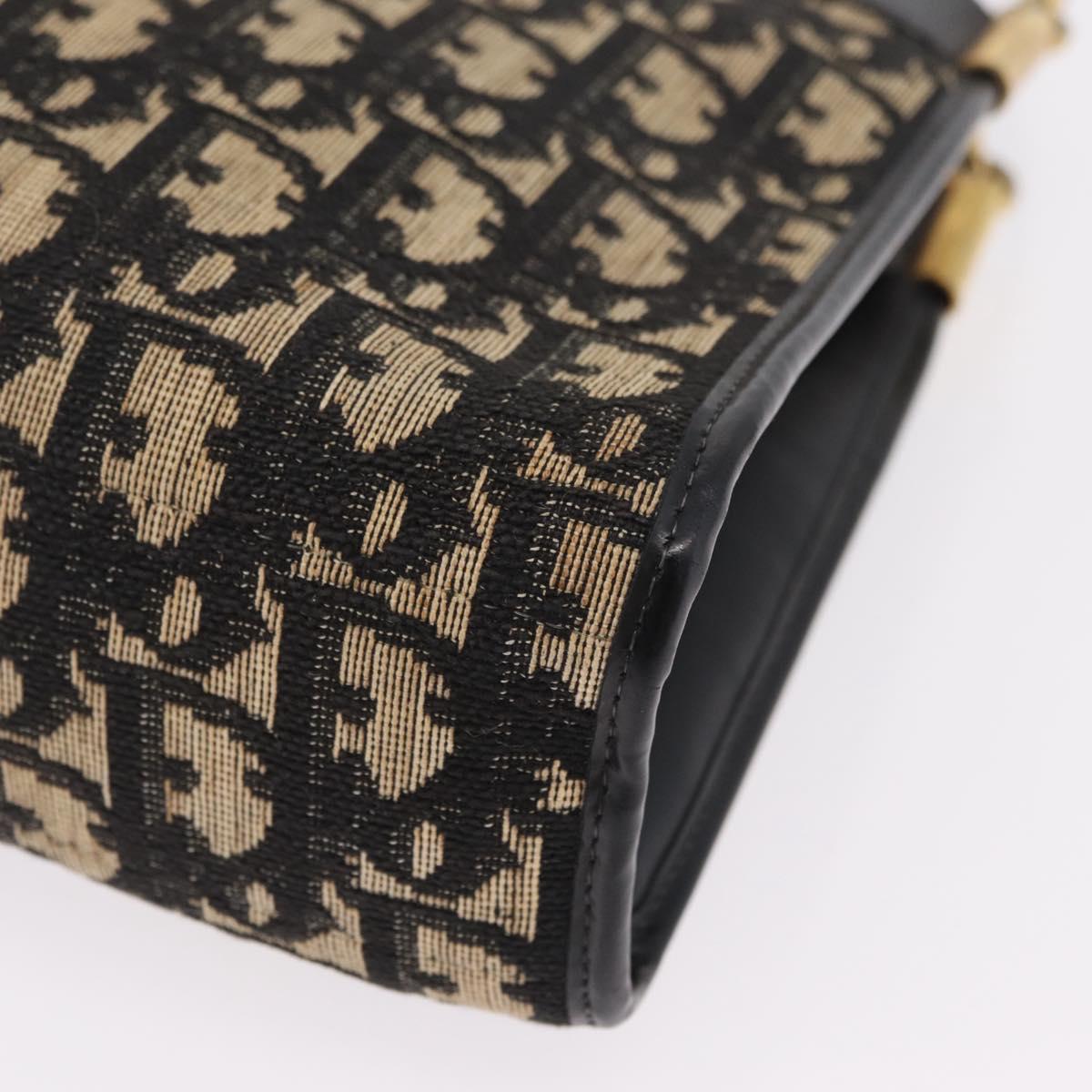 Christian Dior Trotter Canvas Shoulder Bag Navy Gold Auth 207020