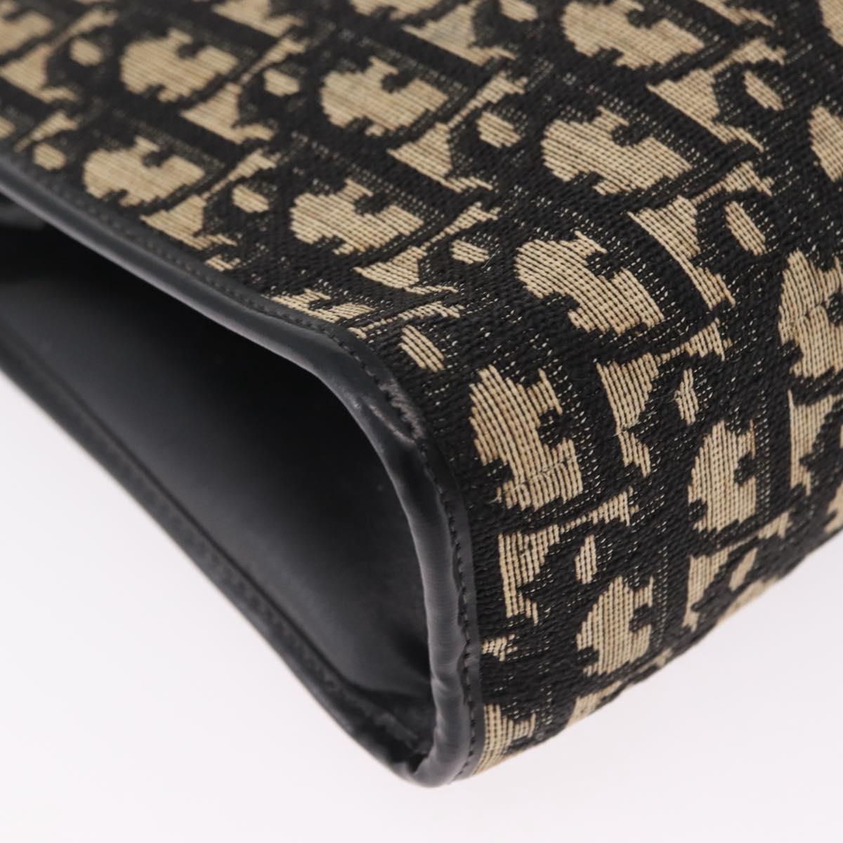 Christian Dior Trotter Canvas Shoulder Bag Navy Gold Auth 207020