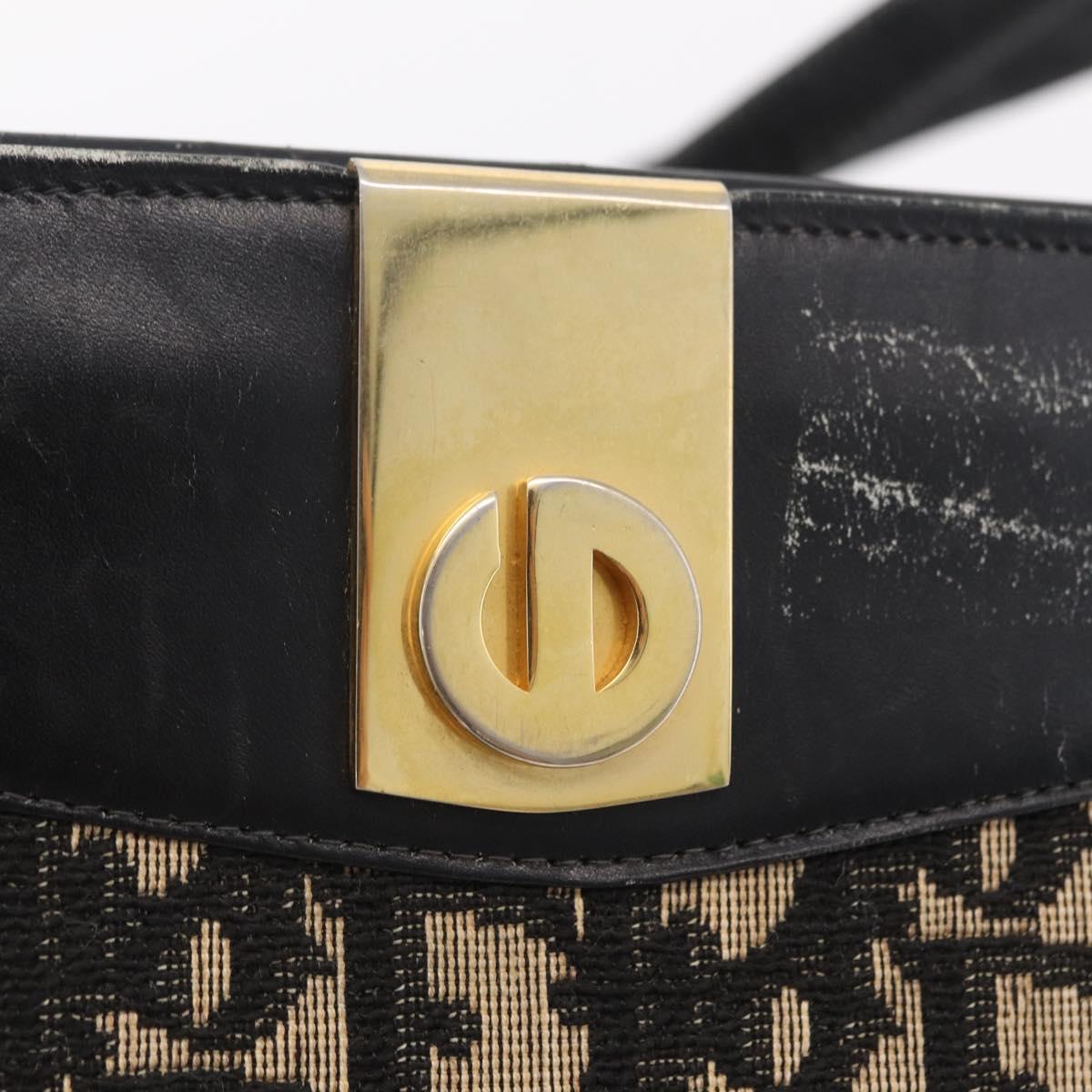 Christian Dior Trotter Canvas Shoulder Bag Navy Gold Auth 207020