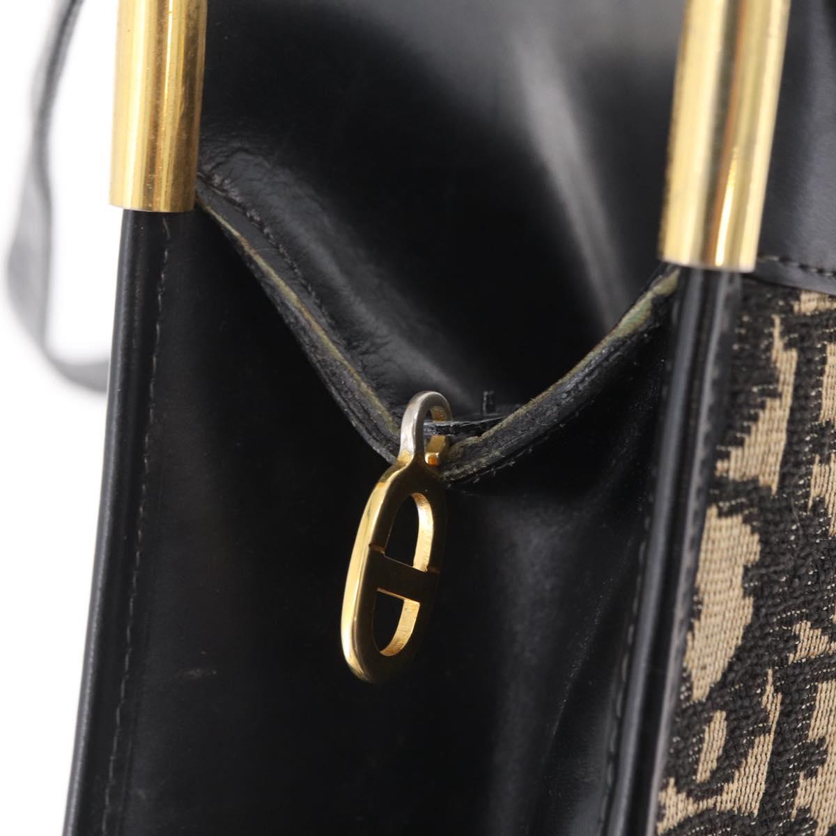 Christian Dior Trotter Canvas Shoulder Bag Navy Gold Auth 207020