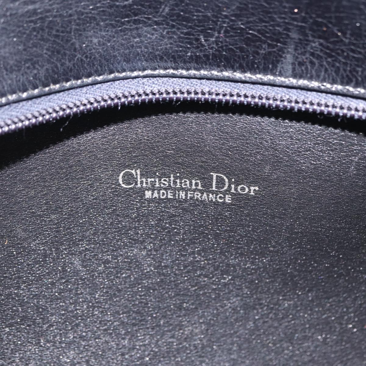 Christian Dior Trotter Canvas Shoulder Bag Navy Gold Auth 207020