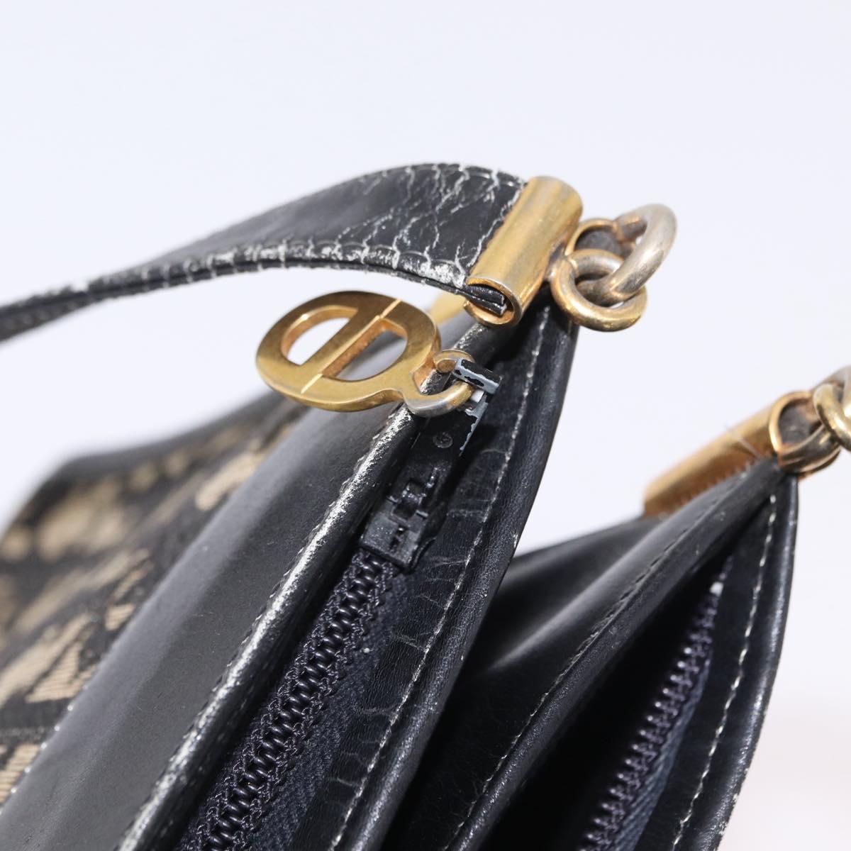 Christian Dior Trotter Canvas Shoulder Bag Navy Gold Auth 207020