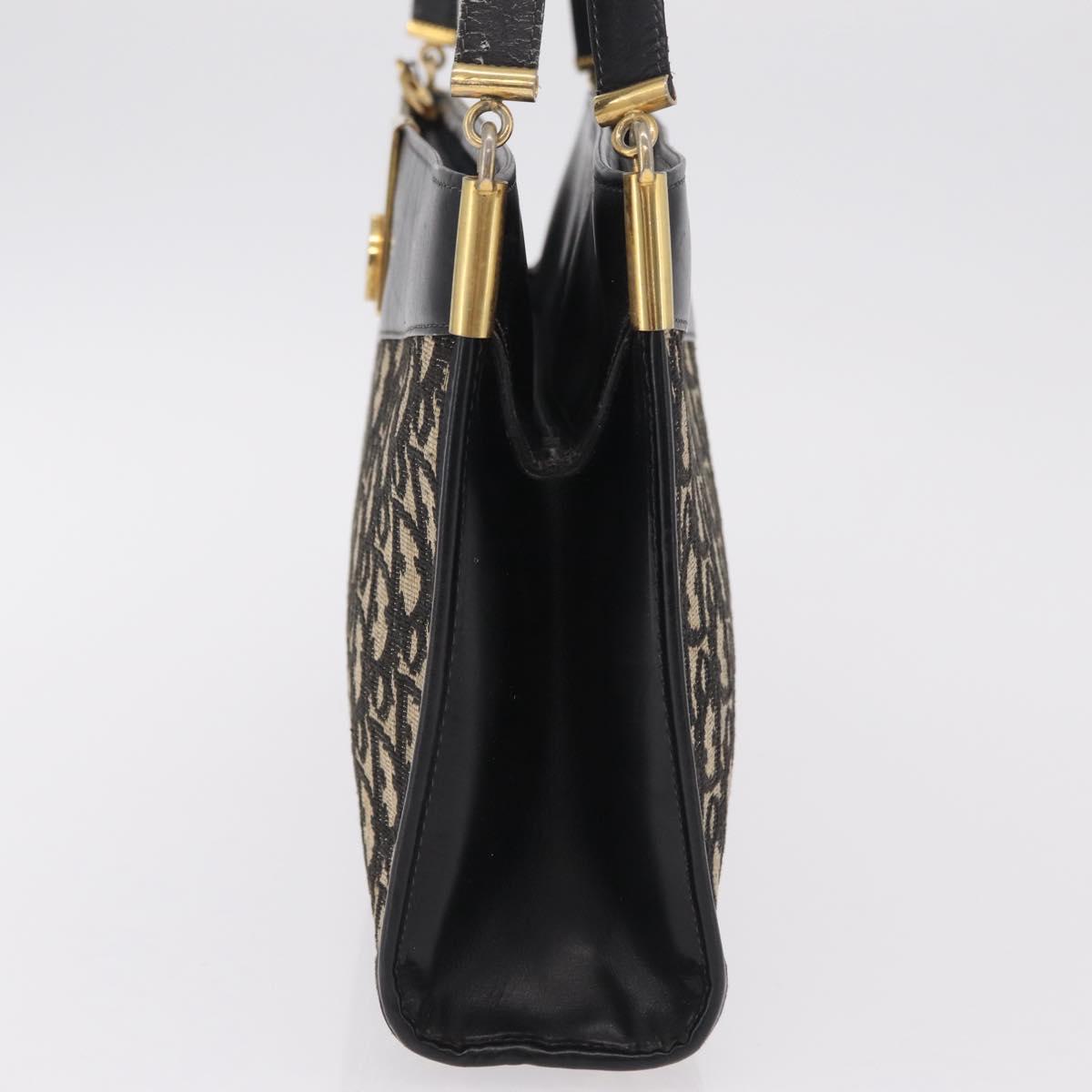 Christian Dior Trotter Canvas Shoulder Bag Navy Gold Auth 207020