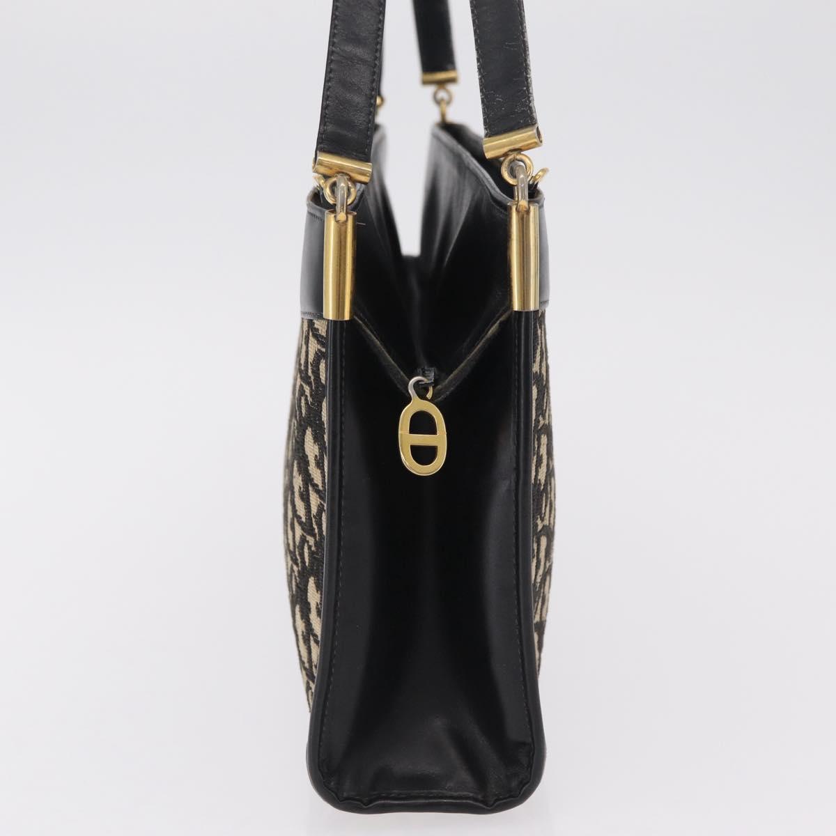 Christian Dior Trotter Canvas Shoulder Bag Navy Gold Auth 207020