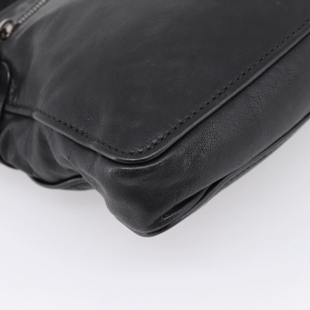 Miu Miu Shoulder Bag Leather Black Silver Auth 207021