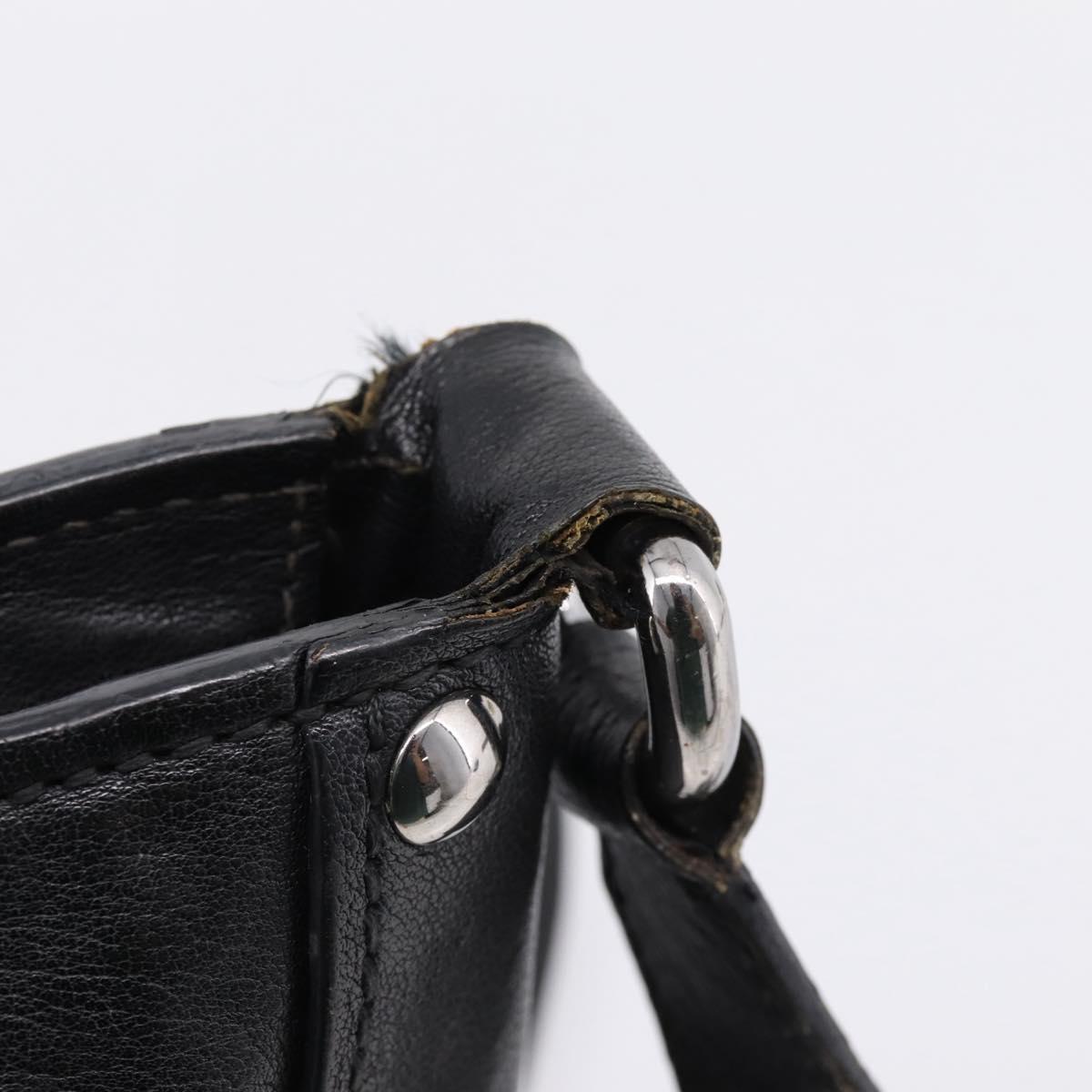 Miu Miu Shoulder Bag Leather Black Silver Auth 207021