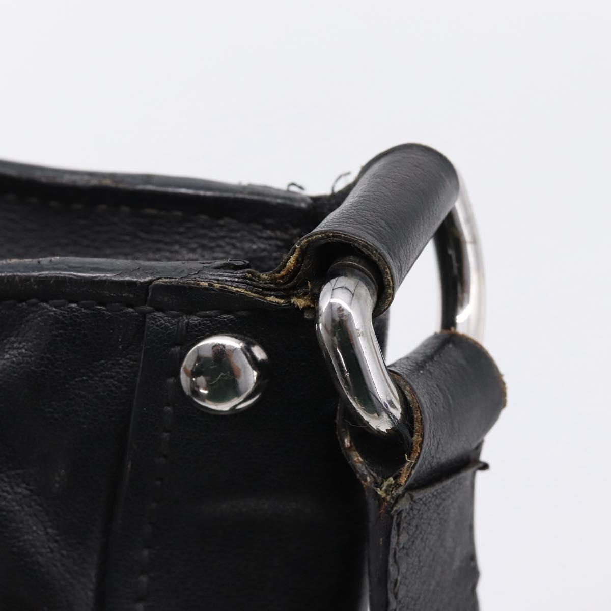 Miu Miu Shoulder Bag Leather Black Silver Auth 207021