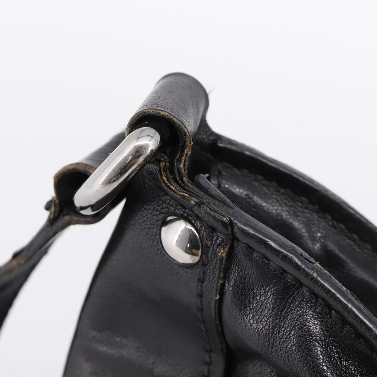 Miu Miu Shoulder Bag Leather Black Silver Auth 207021