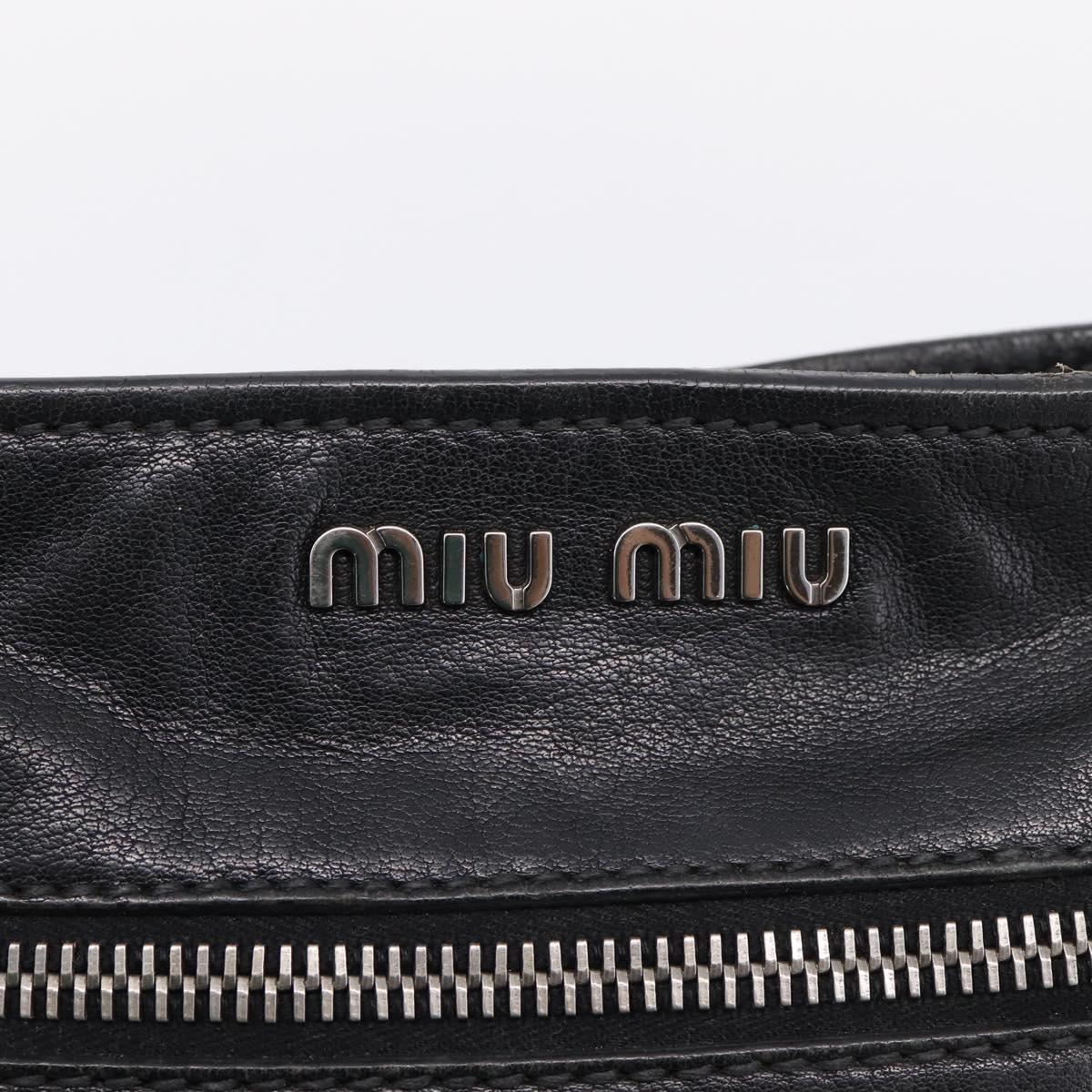 Miu Miu Shoulder Bag Leather Black Silver Auth 207021