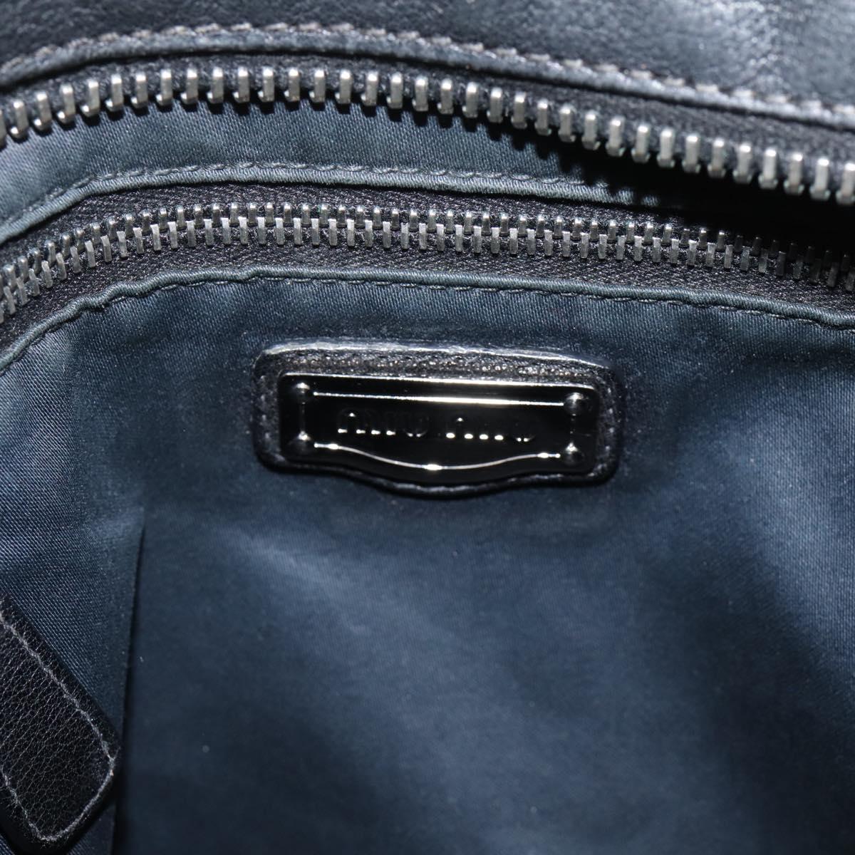 Miu Miu Shoulder Bag Leather Black Silver Auth 207021