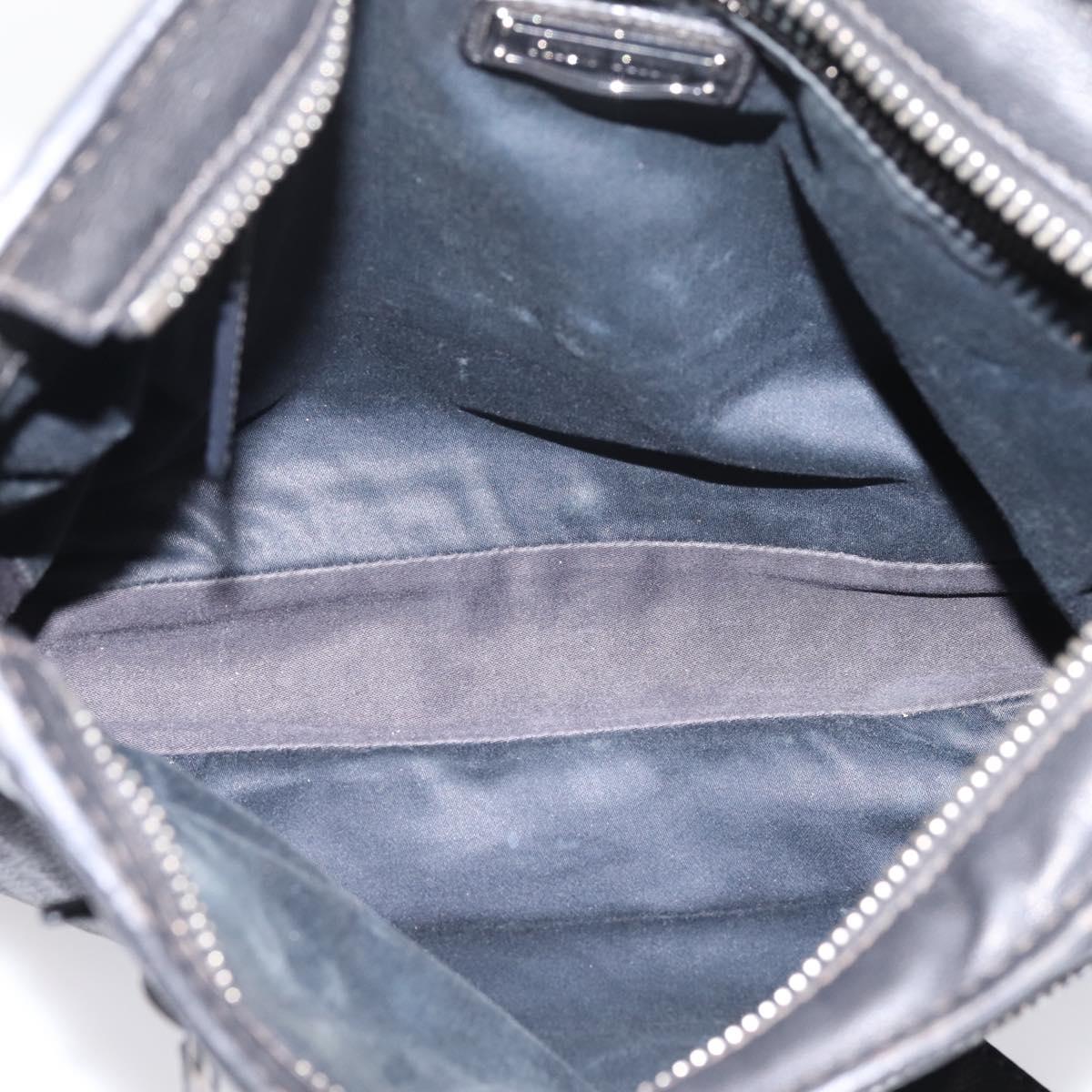 Miu Miu Shoulder Bag Leather Black Silver Auth 207021