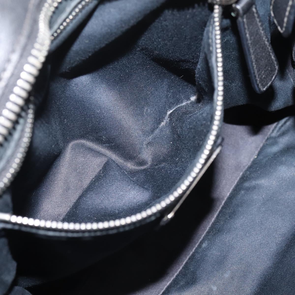Miu Miu Shoulder Bag Leather Black Silver Auth 207021
