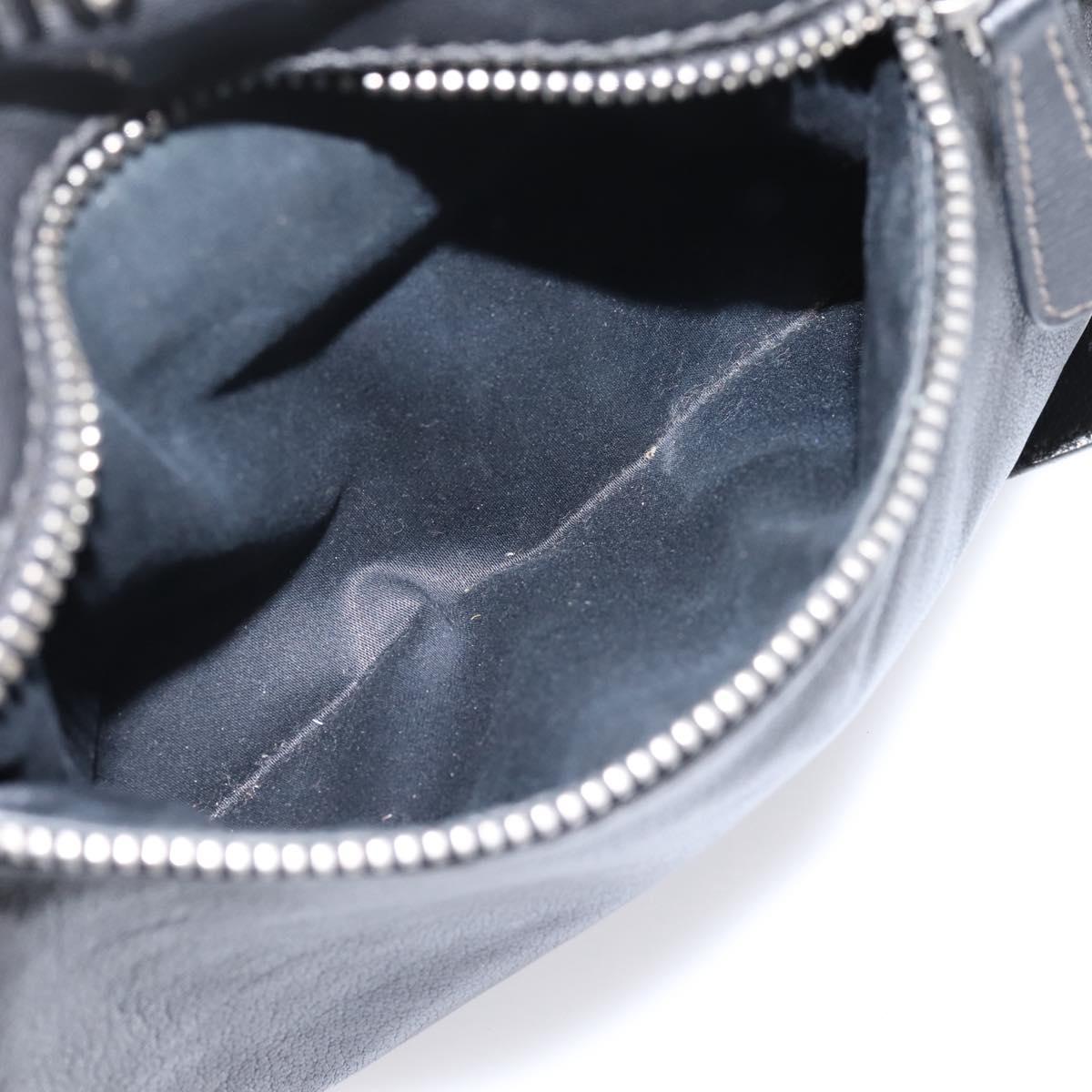 Miu Miu Shoulder Bag Leather Black Silver Auth 207021