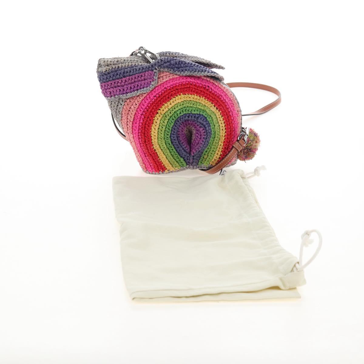 LOEWE Shoulder Bag Raffia Multicolor Silver Auth 207023SAM