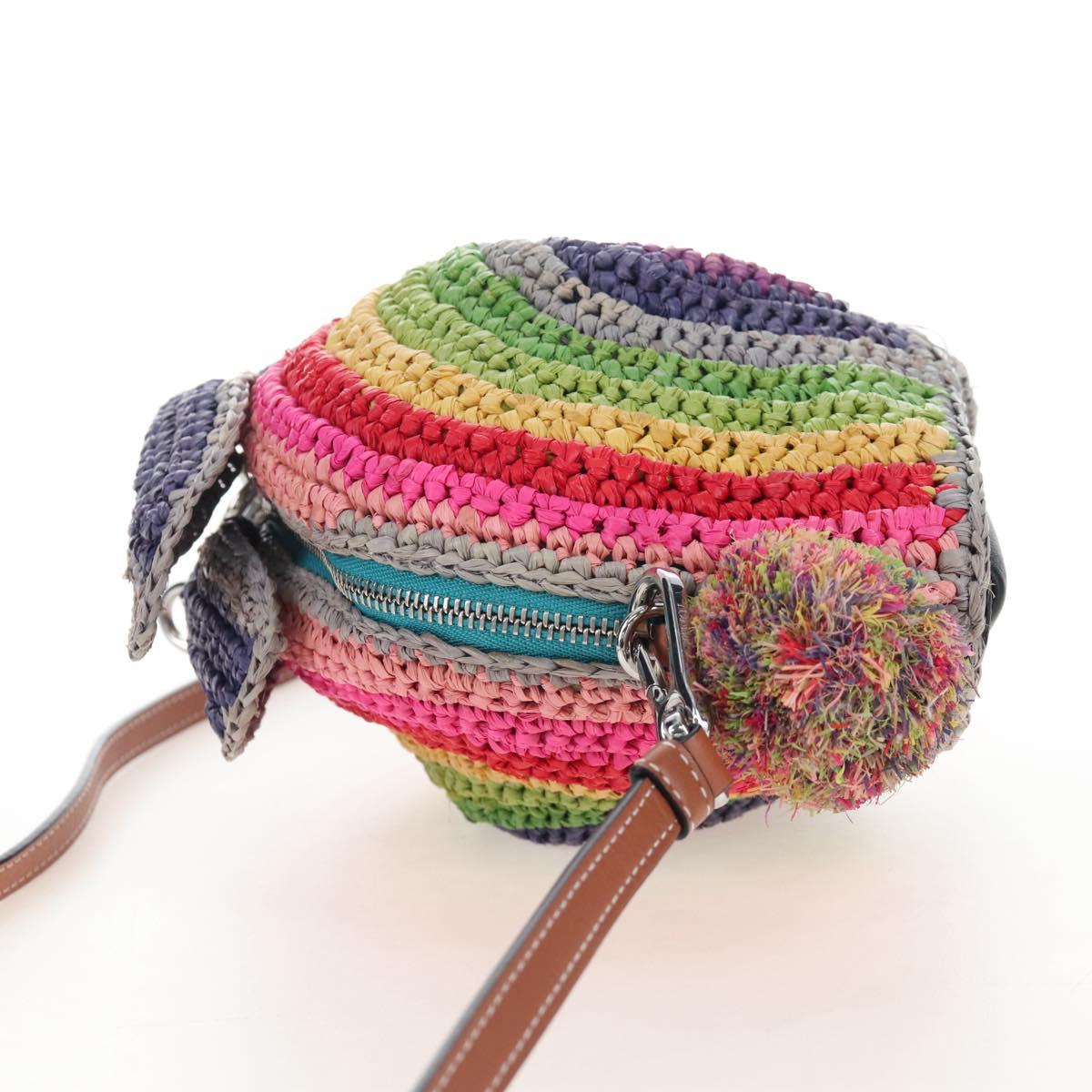 LOEWE Shoulder Bag Raffia Multicolor Silver Auth 207023SAM