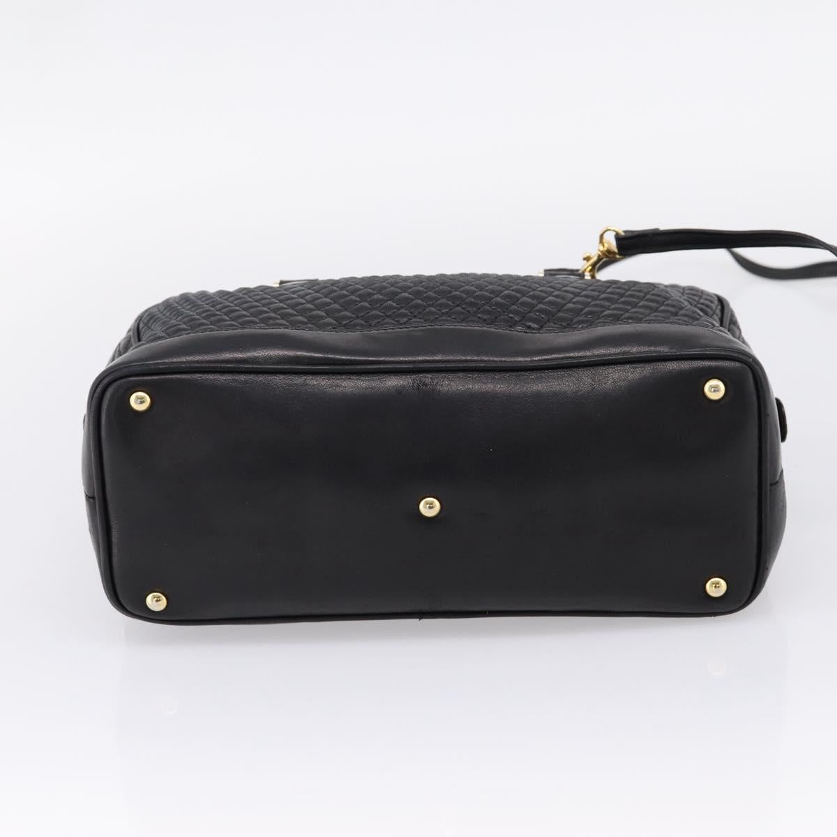 Bally Hand Bag Leather 2way Black Gold Auth 207025