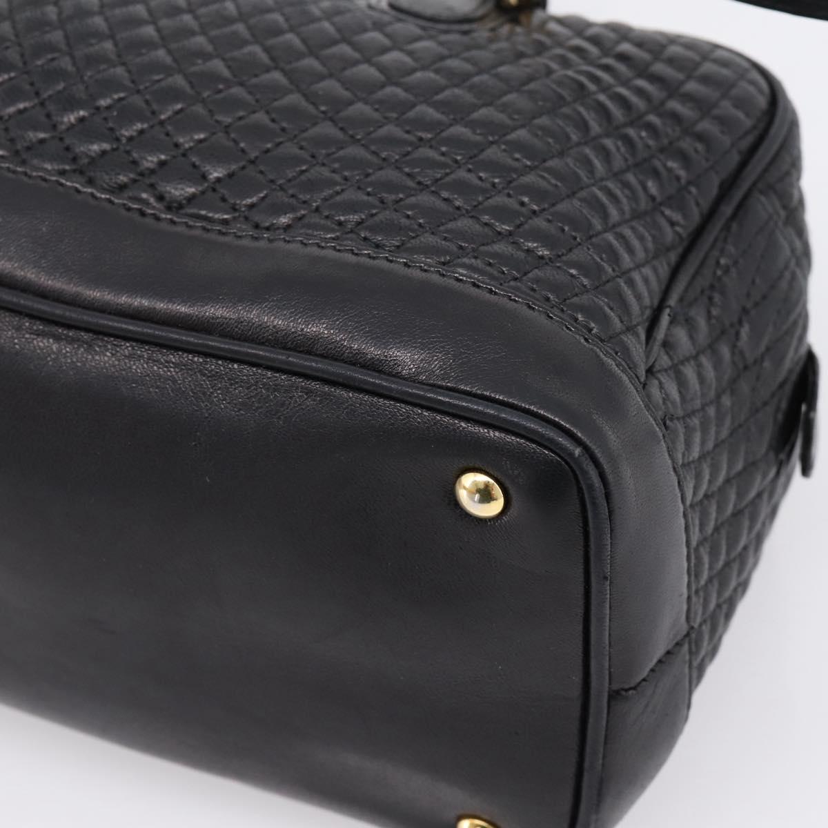 Bally Hand Bag Leather 2way Black Gold Auth 207025