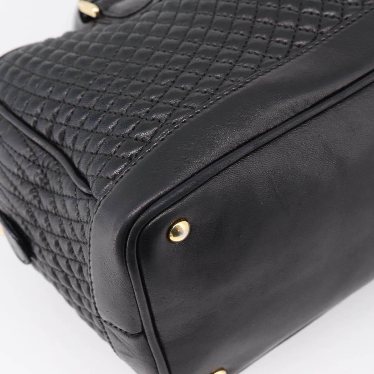 Bally Hand Bag Leather 2way Black Gold Auth 207025