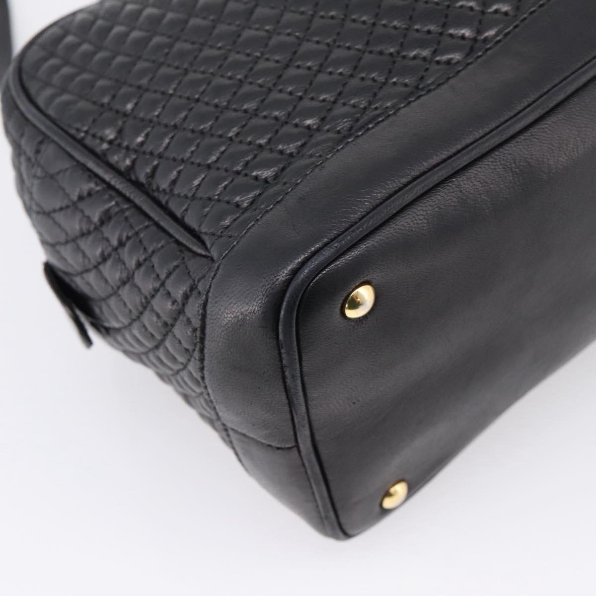 Bally Hand Bag Leather 2way Black Gold Auth 207025