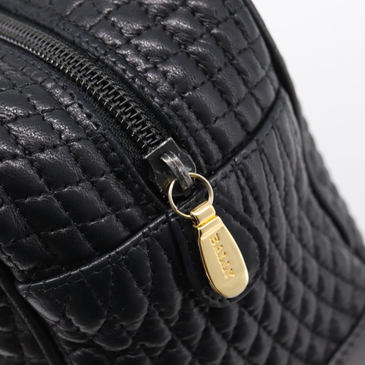 Bally Hand Bag Leather 2way Black Gold Auth 207025