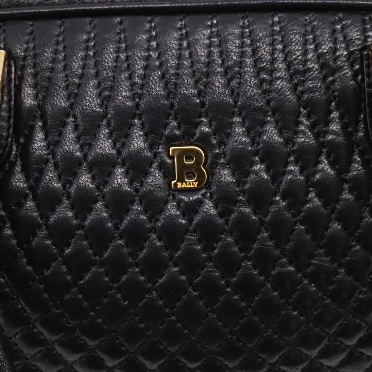 Bally Hand Bag Leather 2way Black Gold Auth 207025
