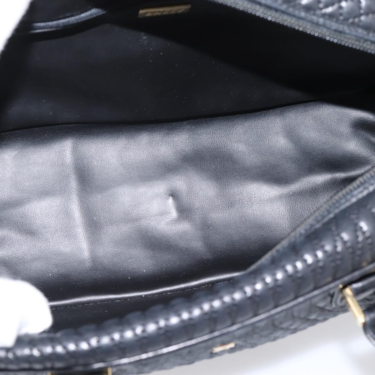 Bally Hand Bag Leather 2way Black Gold Auth 207025