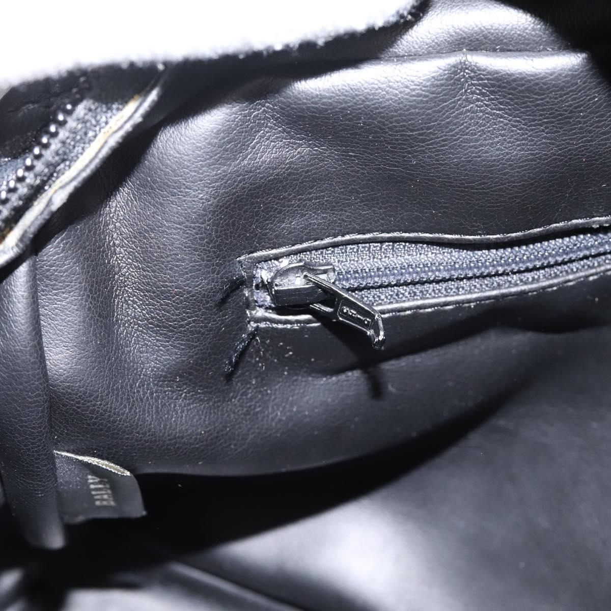 Bally Hand Bag Leather 2way Black Gold Auth 207025