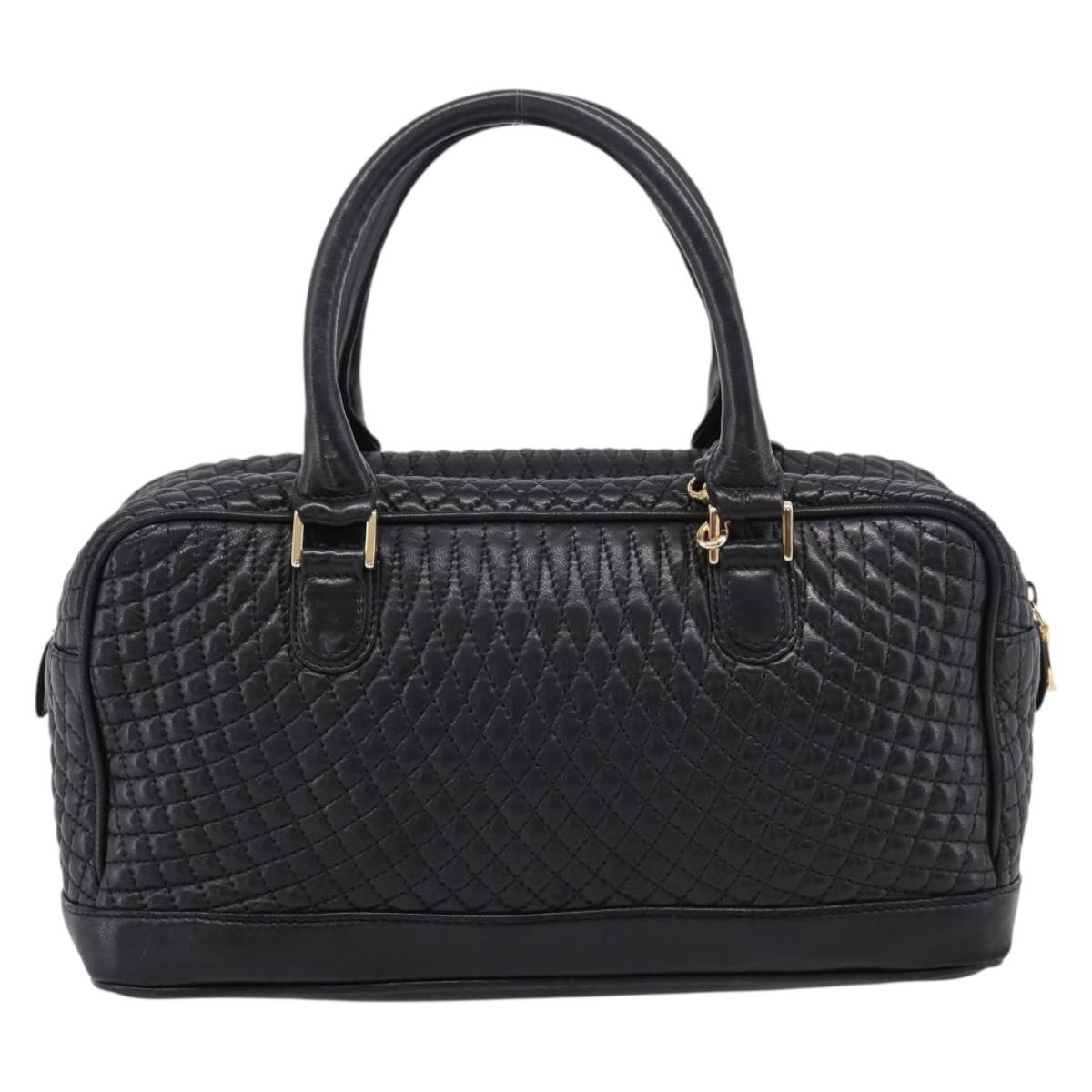Bally Hand Bag Leather 2way Black Gold Auth 207025