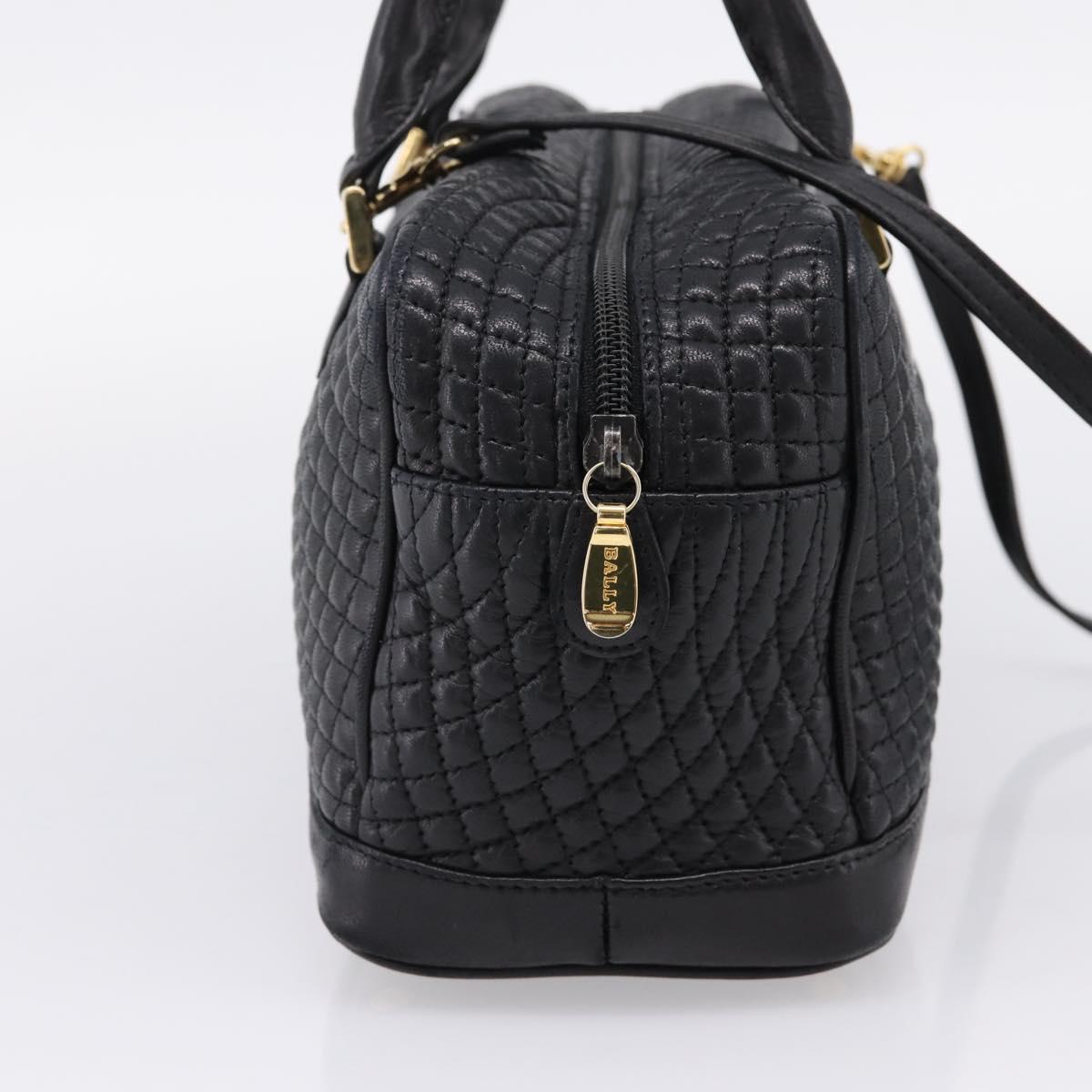 Bally Hand Bag Leather 2way Black Gold Auth 207025