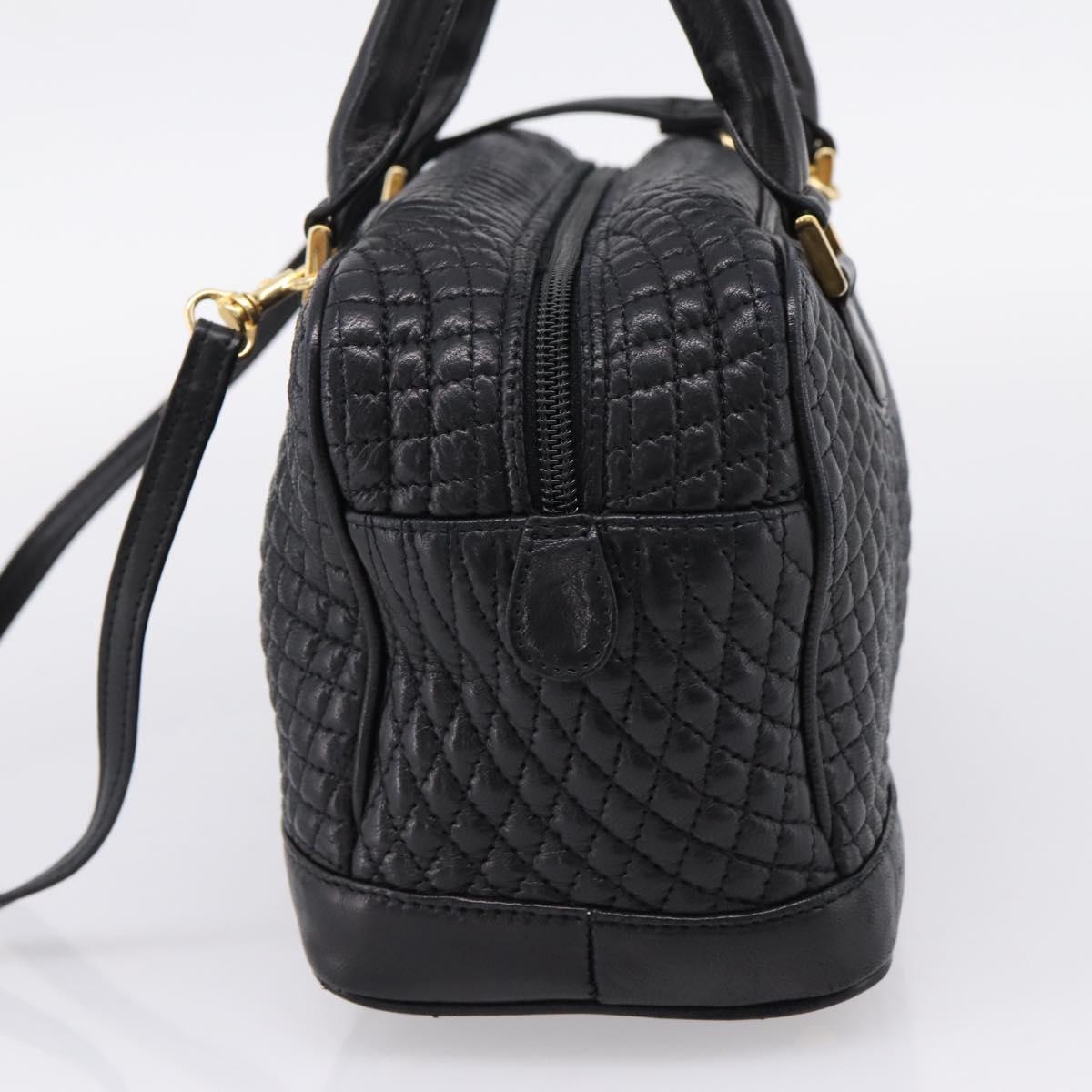 Bally Hand Bag Leather 2way Black Gold Auth 207025