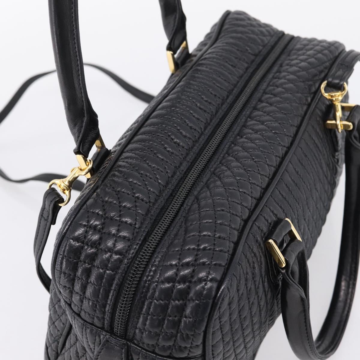 Bally Hand Bag Leather 2way Black Gold Auth 207025