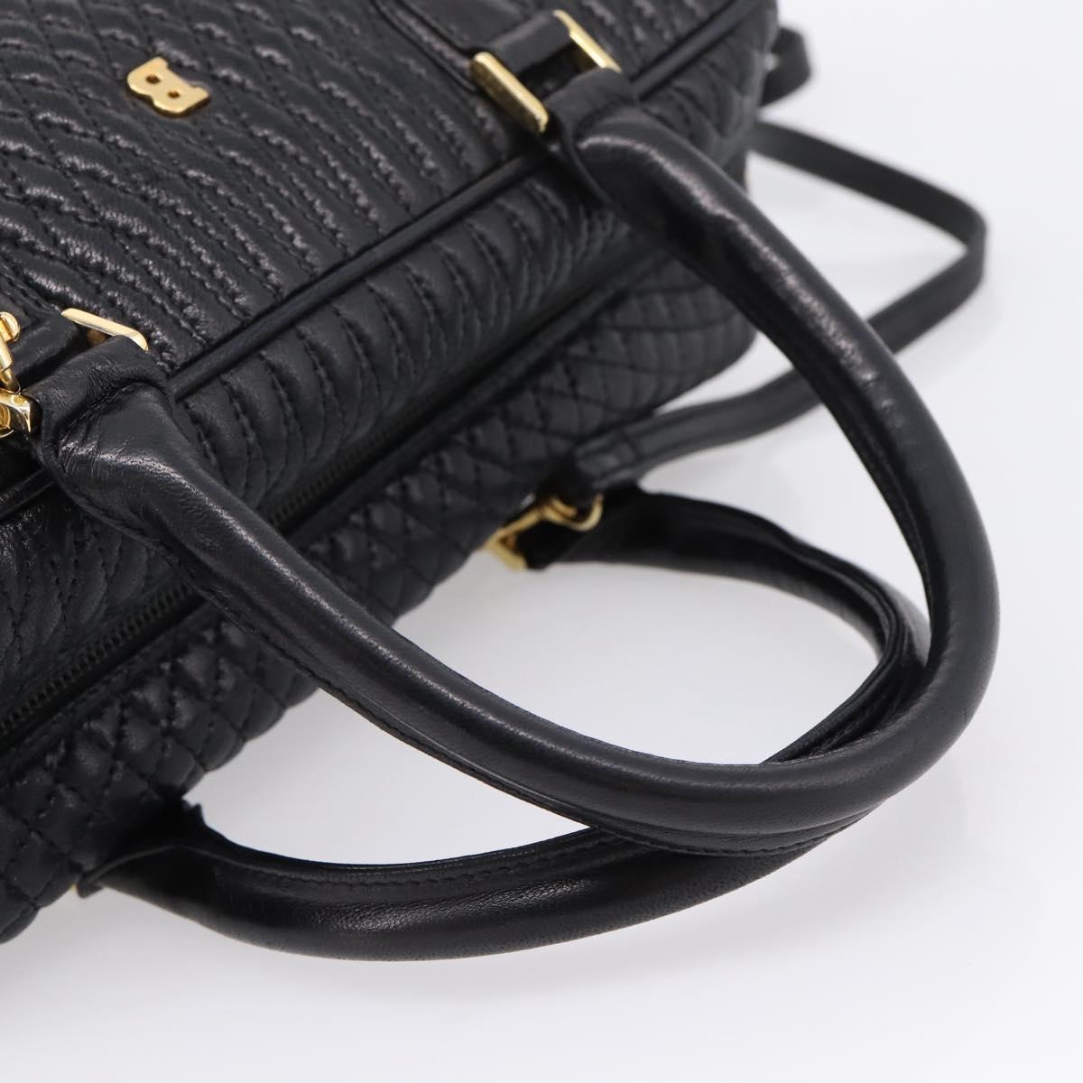 Bally Hand Bag Leather 2way Black Gold Auth 207025