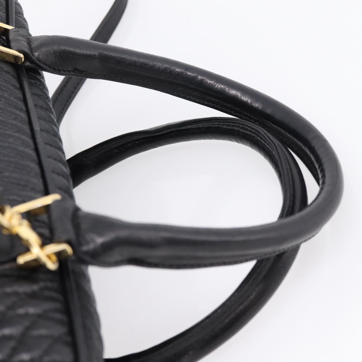 Bally Hand Bag Leather 2way Black Gold Auth 207025