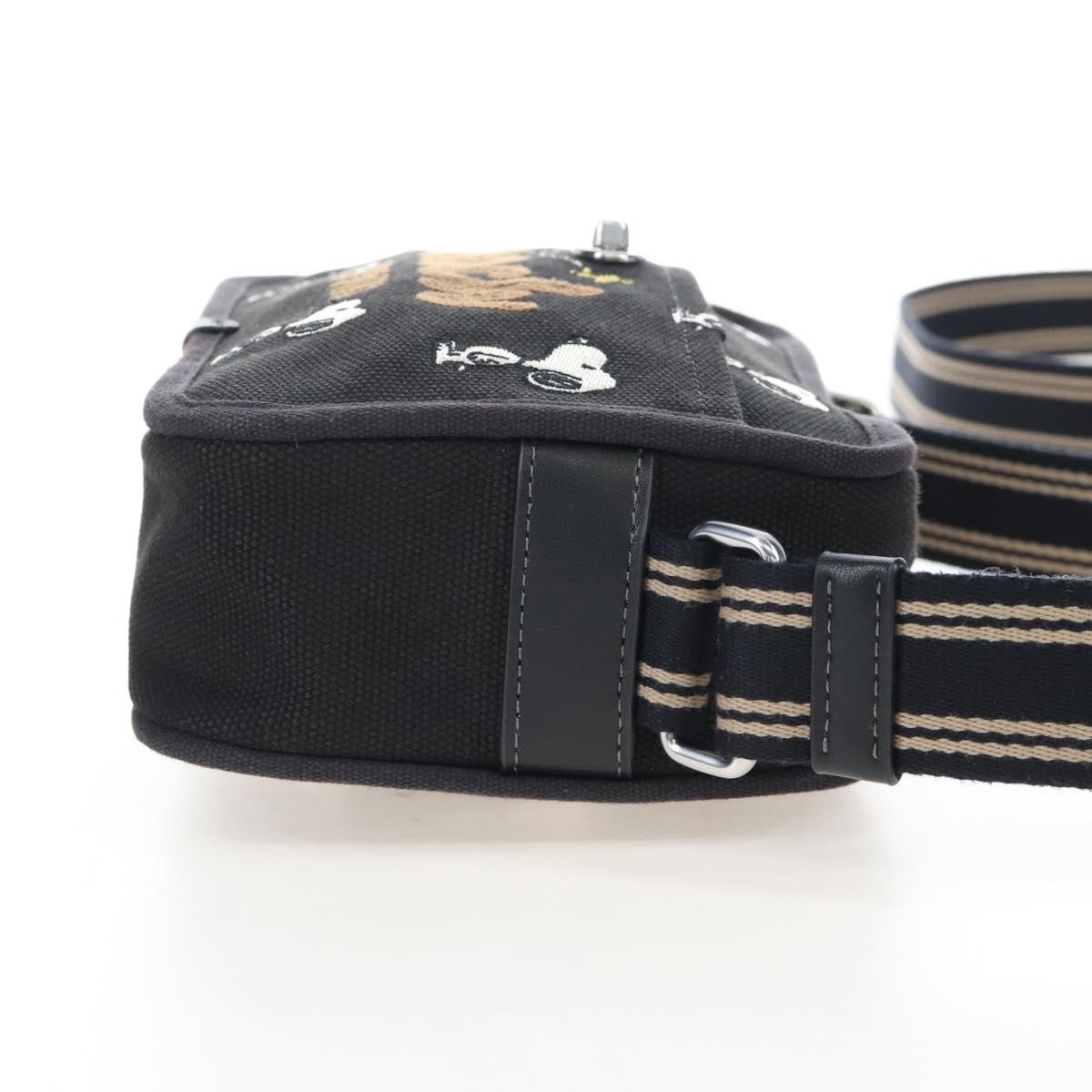 Coach Snoopy Shoulder Bag Canvas Black Silver Auth 207042A