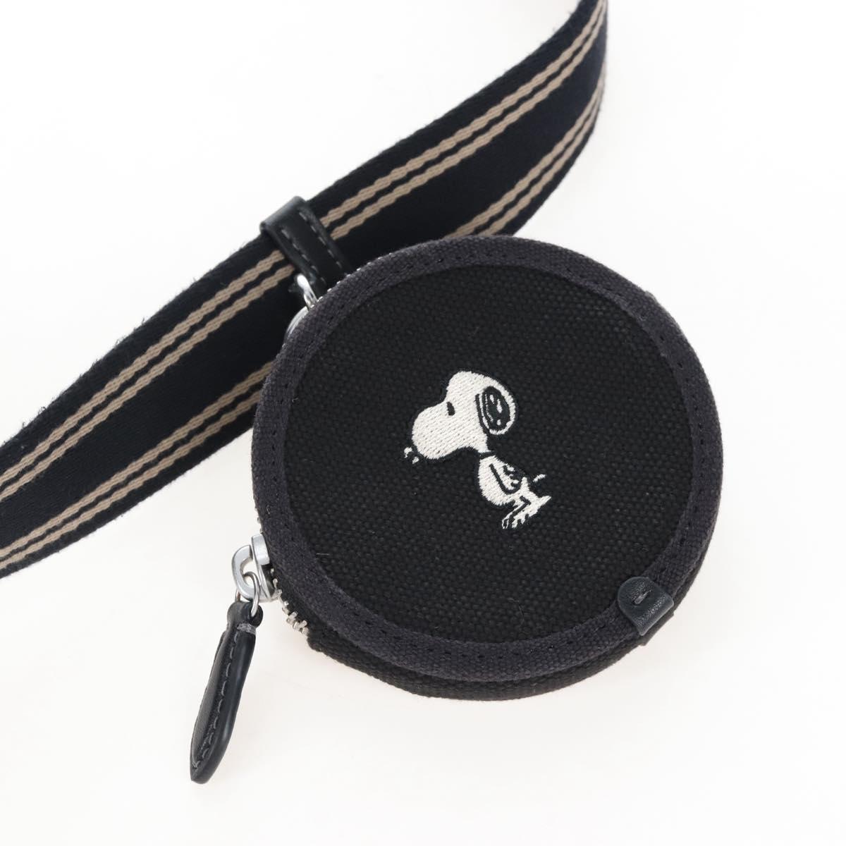 Coach Snoopy Shoulder Bag Canvas Black Silver Auth 207042A