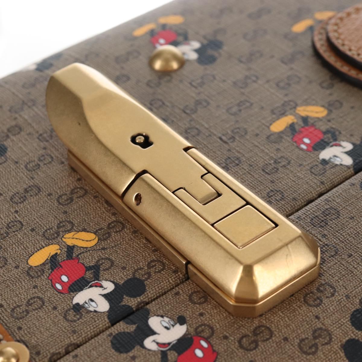 GUCCI x Disney Mickey Mouse Micro GG Supreme Suitcase PVC 602675 Auth 207045SM