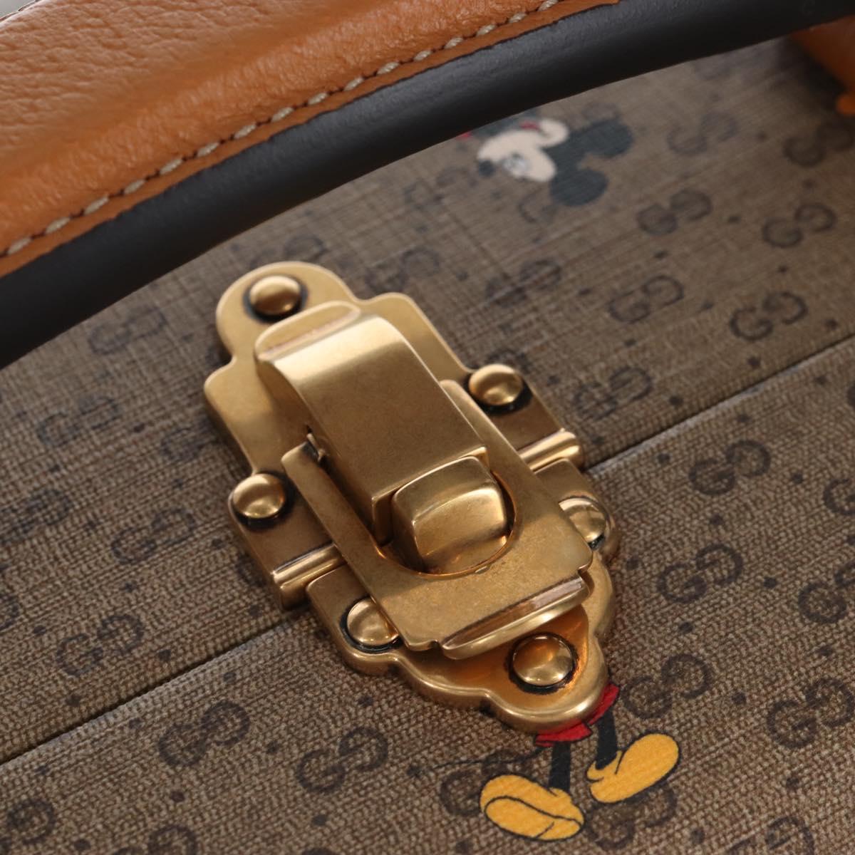GUCCI x Disney Mickey Mouse Micro GG Supreme Suitcase PVC 602675 Auth 207045SM