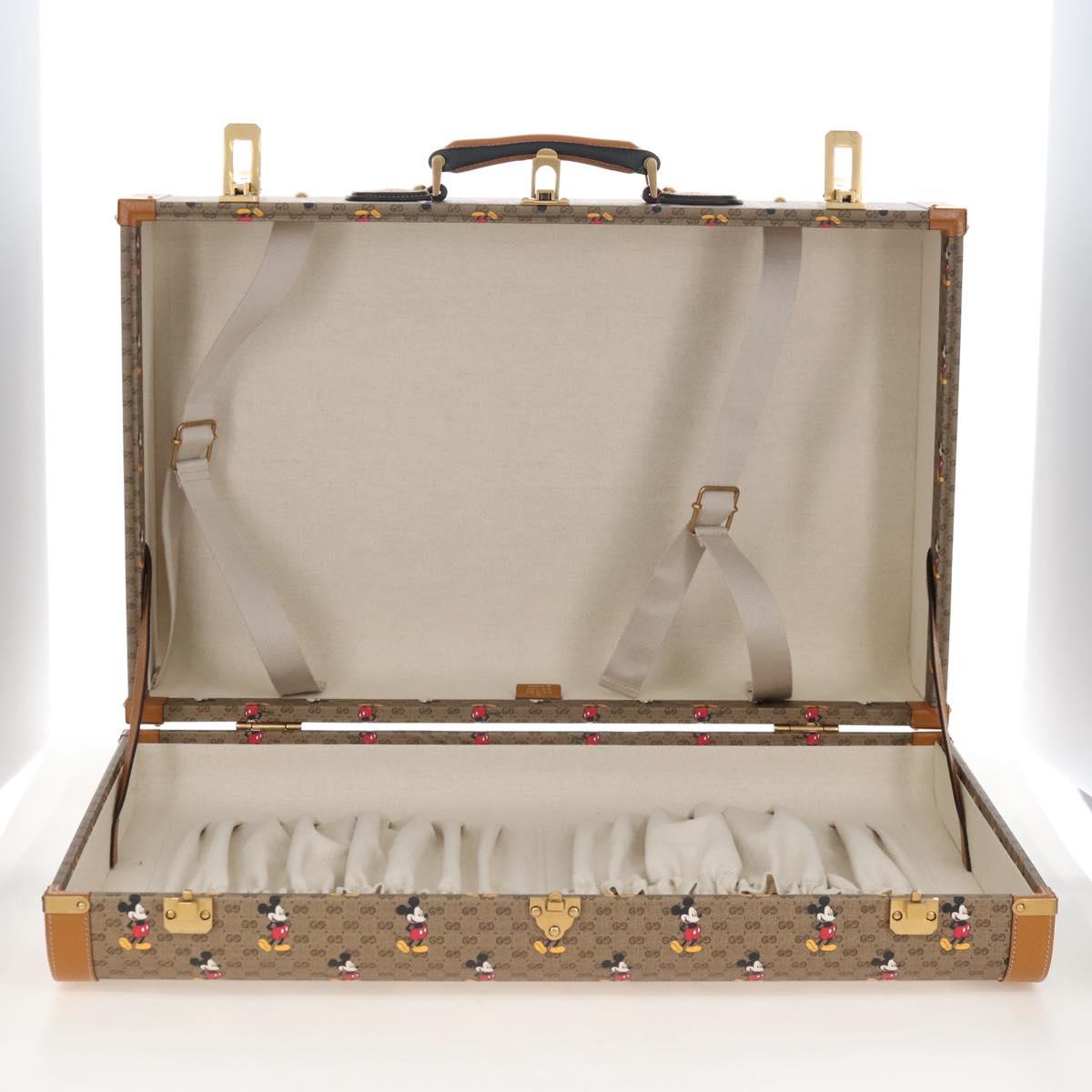 GUCCI x Disney Mickey Mouse Micro GG Supreme Suitcase PVC 602675 Auth 207045SM